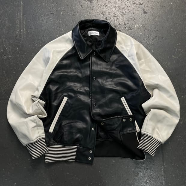 100 파르티멘토 배색 레더 자켓