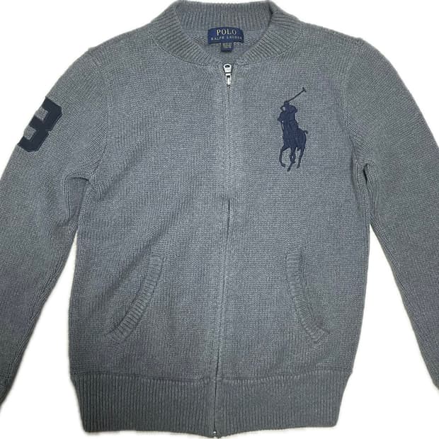 폴로 그레이 니트 집업