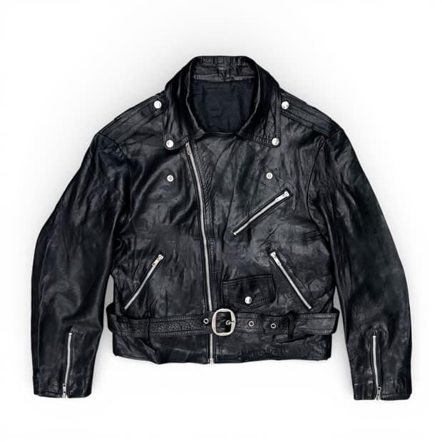 80's 프렌치 레더 바이커 자켓