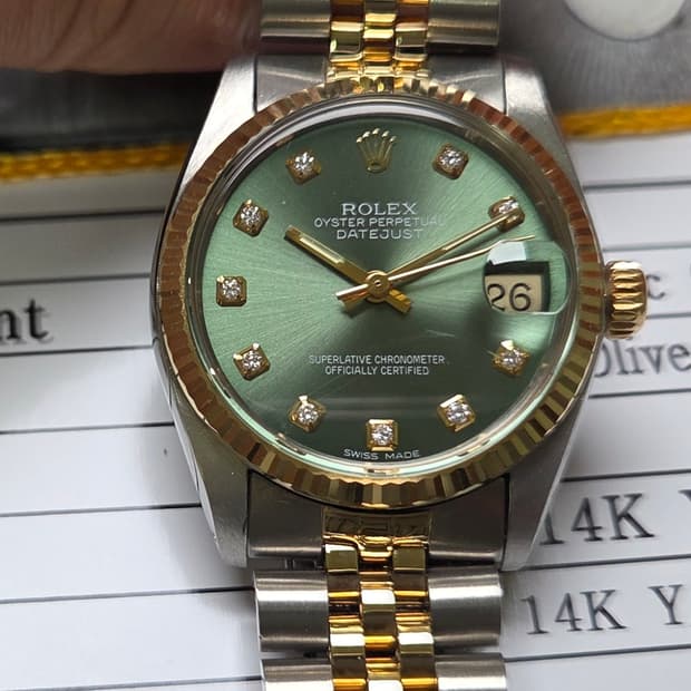 레어] 롤렉스 데이저스트 6827 14K콤비 올리브그린 10P다이아 (감