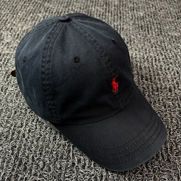 폴로 랄프로렌 포니 가죽 스트랩 볼캡 블랙 1491