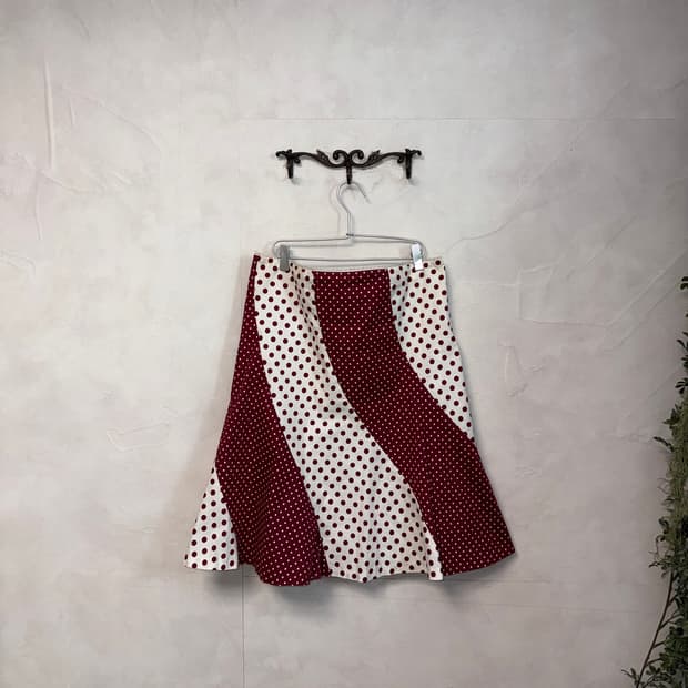 Escada burgundy dot midi skirt