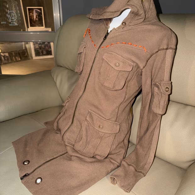 multi pocket printing hood zip-up & ops