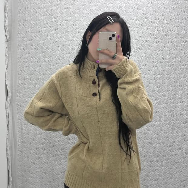 챔스 랄프로렌 빈티지 하이넥 버튼 울 니트 95 C06895