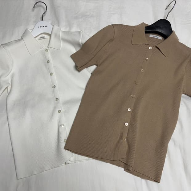 NOCOIN 카라 니트 가디건 - 아이보리