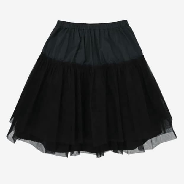 노컨텐츠 메쉬 프릴 샤 스커트 블랙