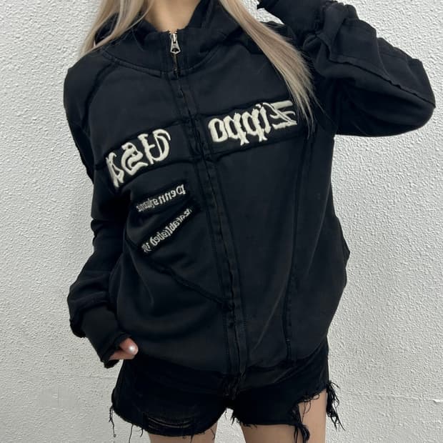 지포 빈티지 차콜 후드집업 M