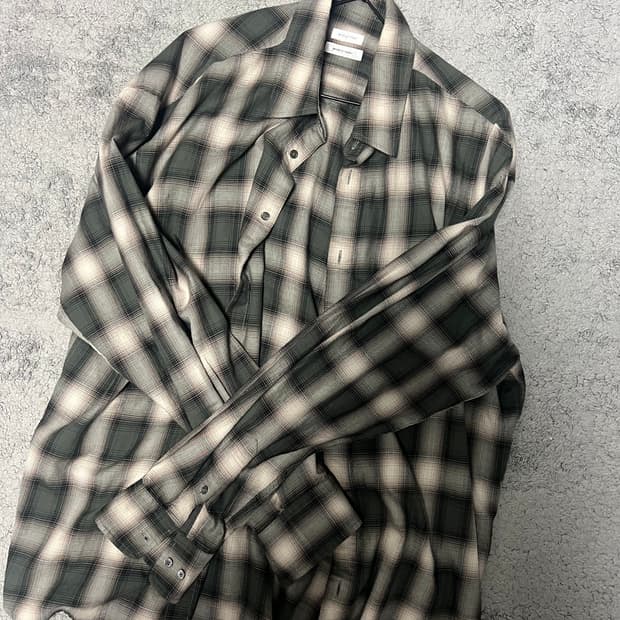 우드비 옴브레 체크 셔츠 다크브라운 2사이즈