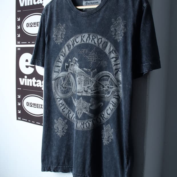 (L-XL) 버커루 반팔 티셔츠 피그먼트 빈티지프린팅-H34933