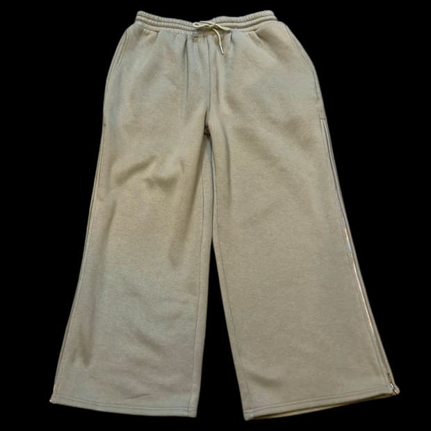 32~34인치 사이드 지퍼커스텀 카키 와이드 트레이닝팬츠 