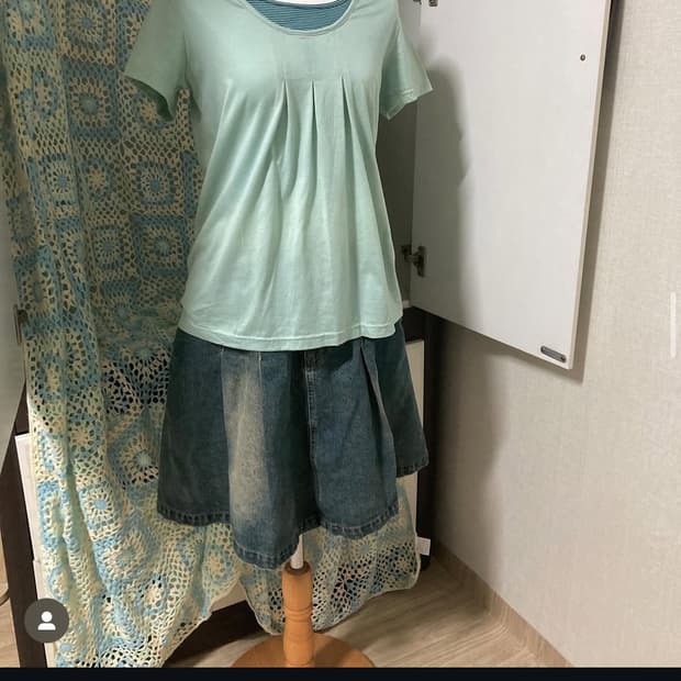 빈티지 민트 반팔 레이어드