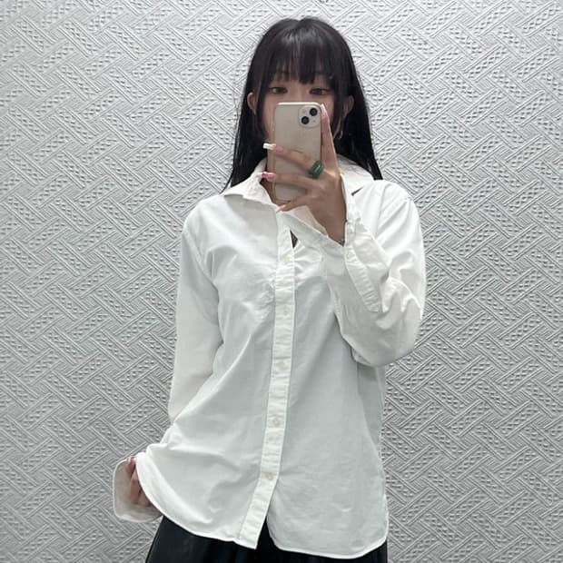 빔스 하트 빈티지 캐주얼 모던시크 화이트크림 셔츠 L C13535