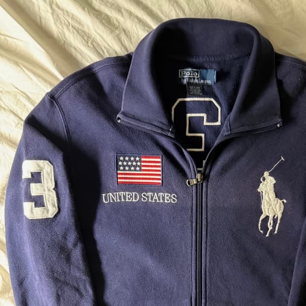 폴로 빅포니 성조기 집업 네이비