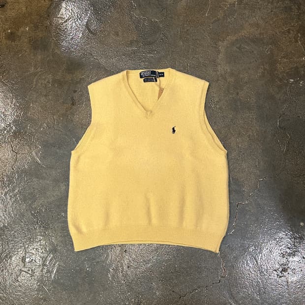 폴로 랄프로렌 옐로우 니트 조끼 M