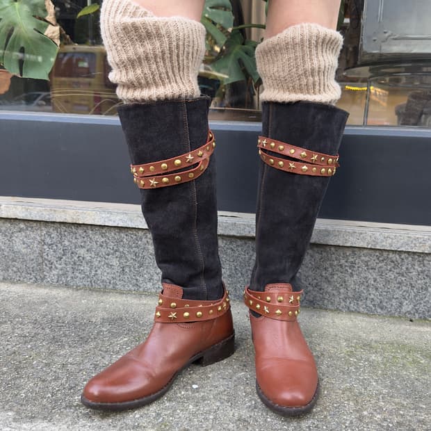 00s 르네 스타 스터드 스웨이드 웨스턴 부츠