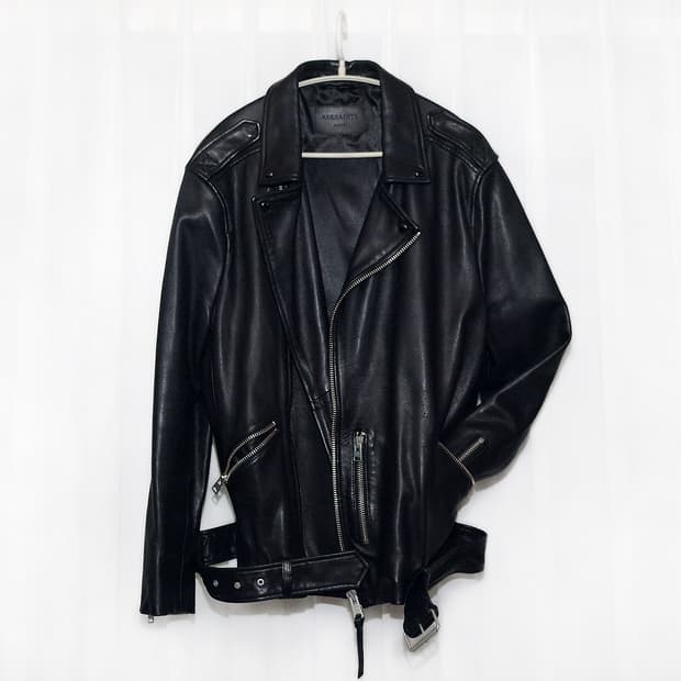 올세인츠 카호 양가죽 벨티드 더블 라이더 자켓 (L / 100)