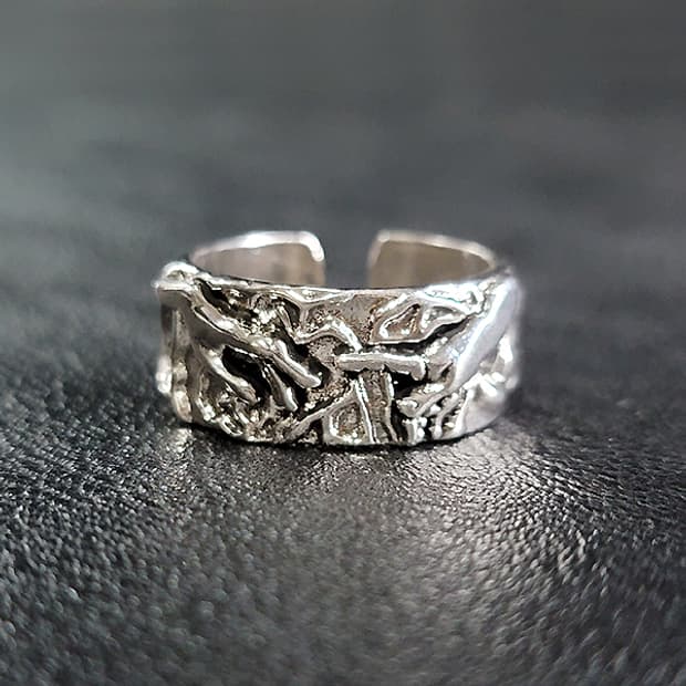 Preach 백동 남자 엔틱 빈티지 명품 조형 텍스쳐 손가락 반지