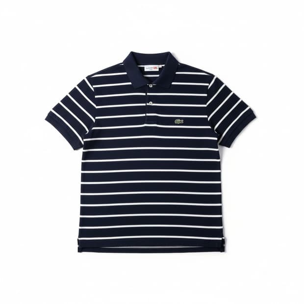 라코스테 스트라이프 반팔 폴로티 네이비