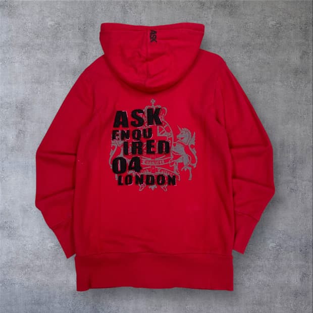 ASK y2k 레드 컬러 빅로고 후드 집업