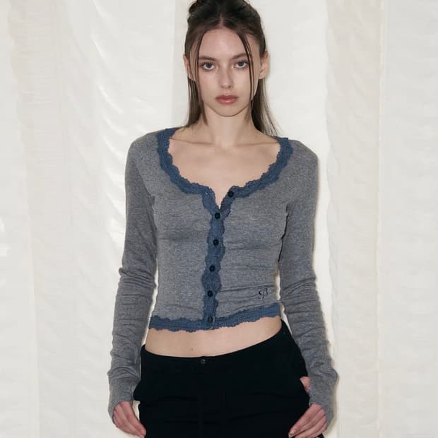 플리즈노팔로우 Mila Lace Long Sleeve Top 