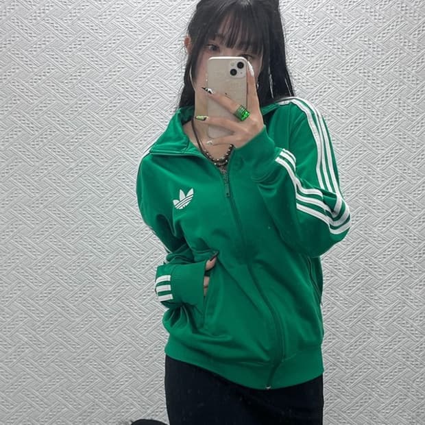 아디다스 Y2K 빈티지 딥그린 져지 집업 S C08638