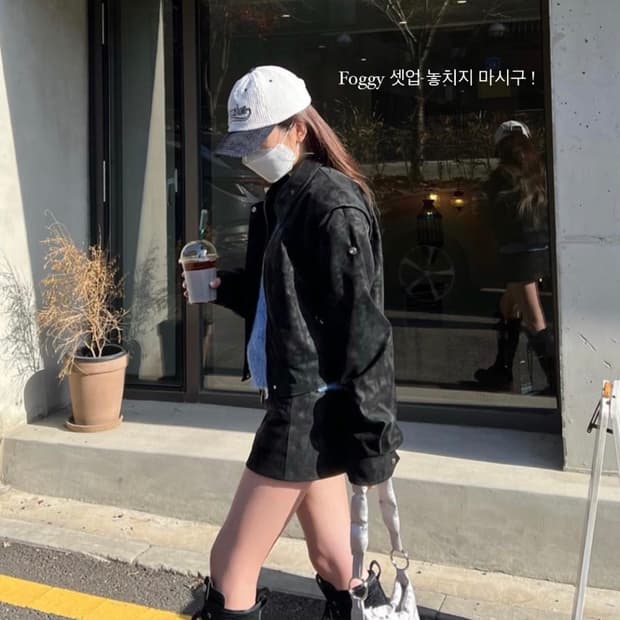 라뇨 체리퀴리 포기 점퍼 & 포기 미니 스커트 set