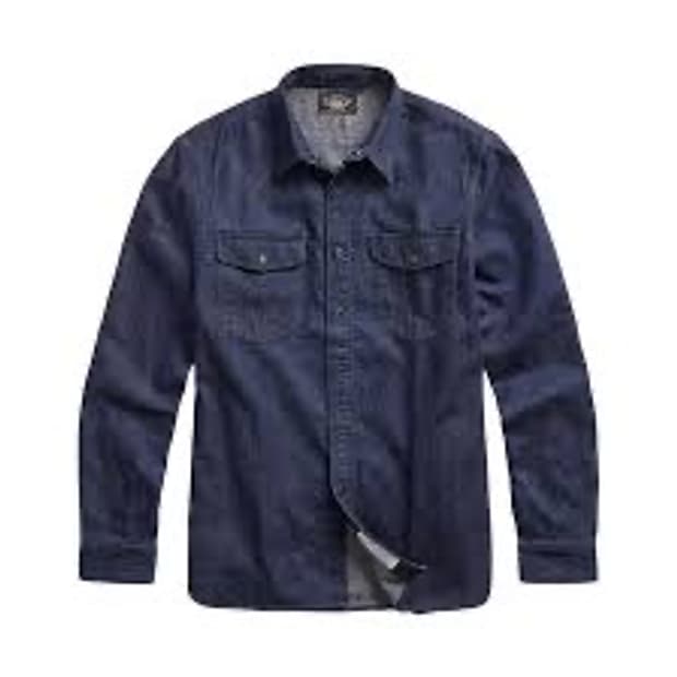 더블알엘(RRL) 인디고 코튼 리넨 데님 워크 셔츠 L사이즈