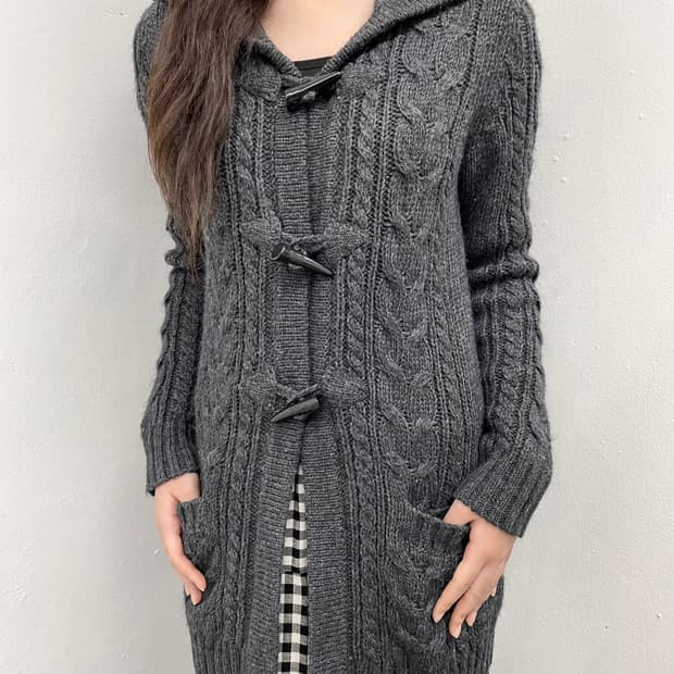 꽈배기 떡볶이 후드 가디건