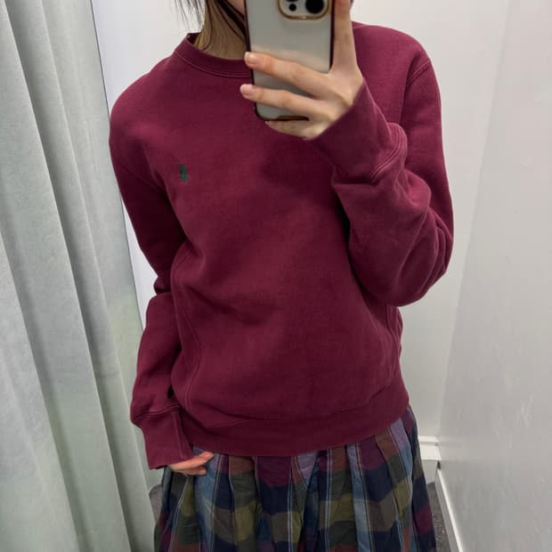 폴로 와인 기모 스웻셔츠