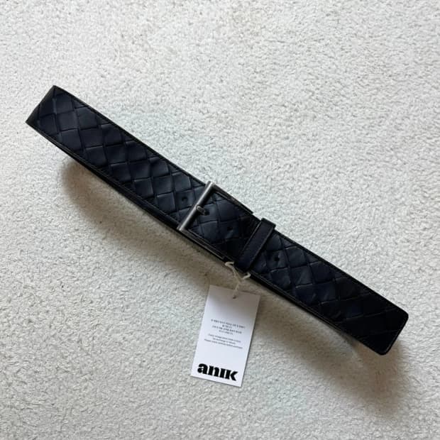 보테가베네타 블랙 인트레치아토 가죽 벨트 A1698