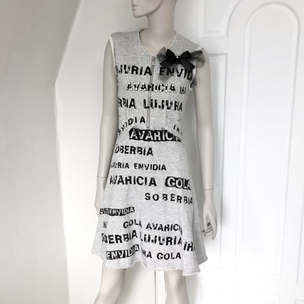 Italy Brand  Typography Grey Dress