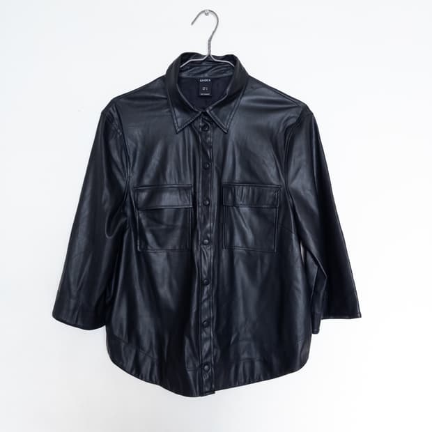 블랙 레더 셔츠 자켓