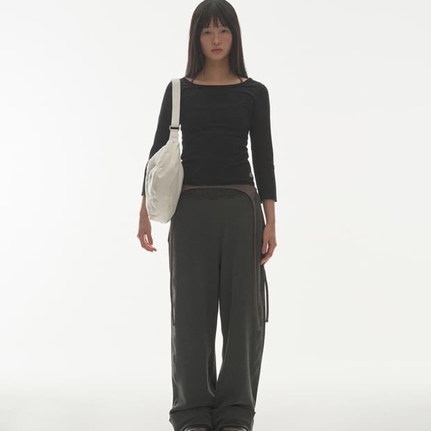 COYSEIO Ribbed Band Pants Charcoal