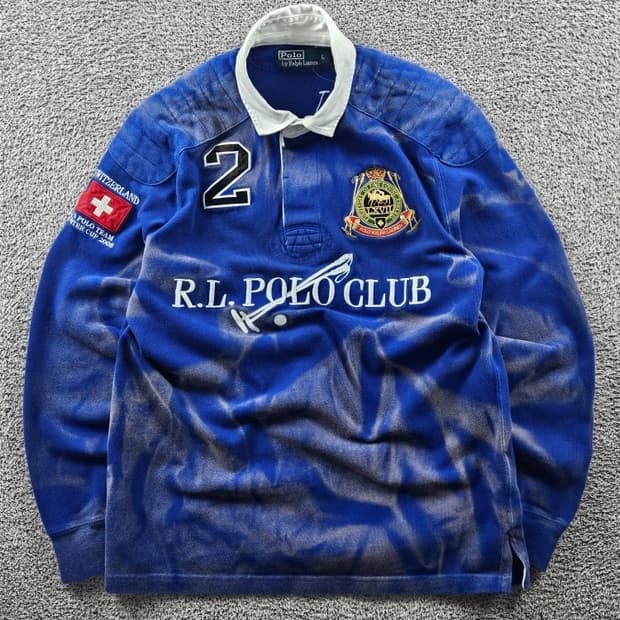 폴로랄프로렌 다잉 워시드 커스텀 럭비 티셔츠 ( L ) / 10995