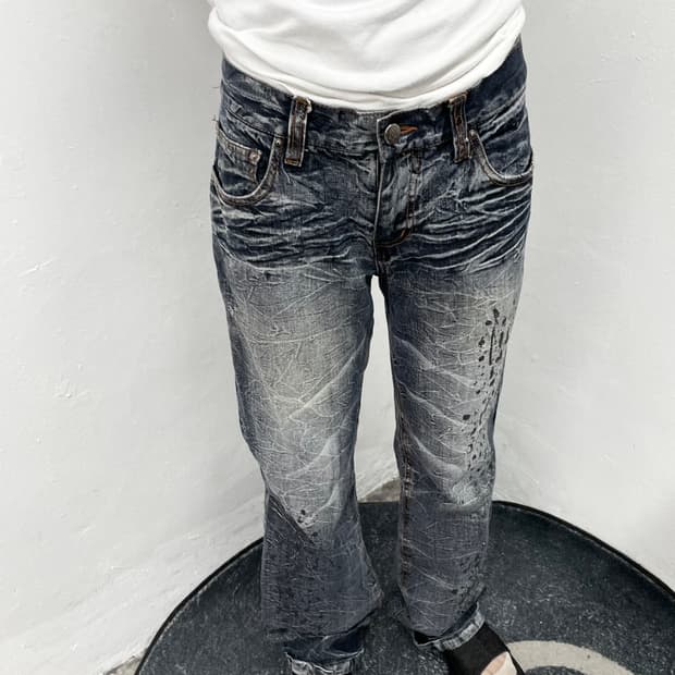 그런지 펑크 워싱 디테일 팬츠