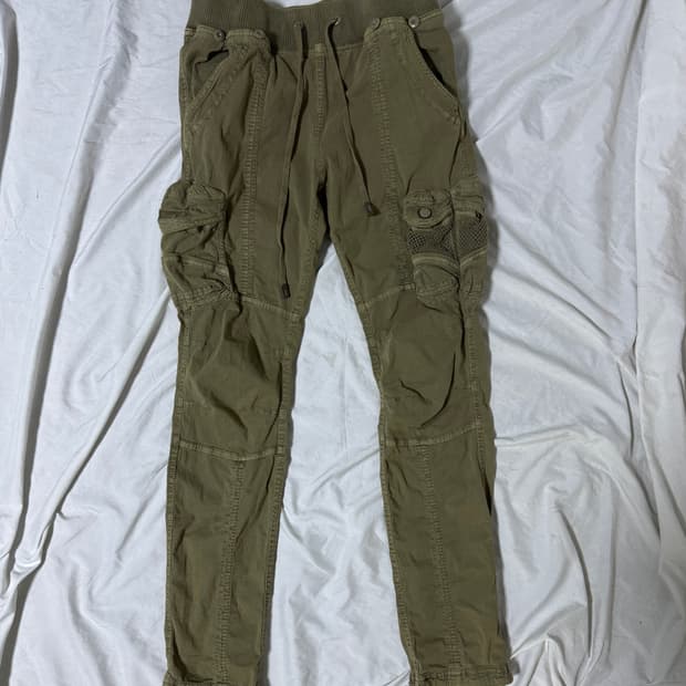 GOA 서스펜더 버튼 밴딩 카고 팬츠 y2k lgb 밀리터리