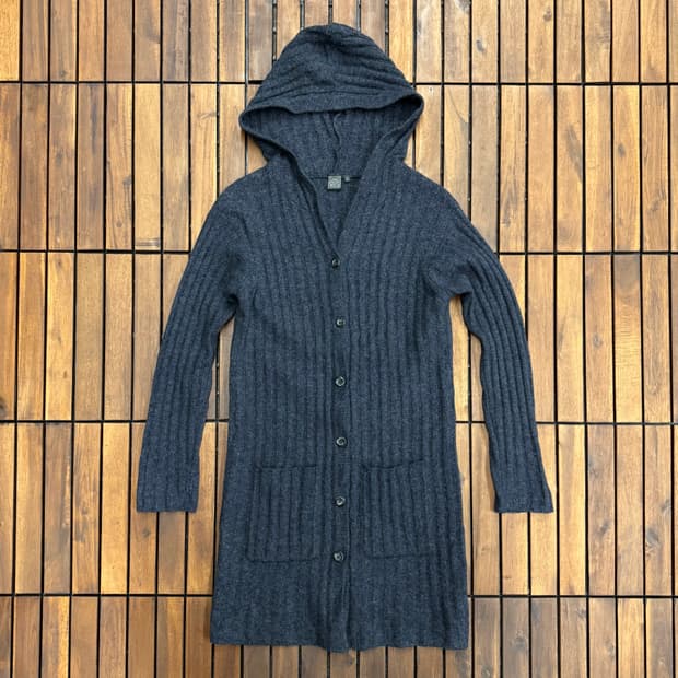 샌드위치 우먼스 Y2K 리브 니트 후드 가디건 made in HOLLAN