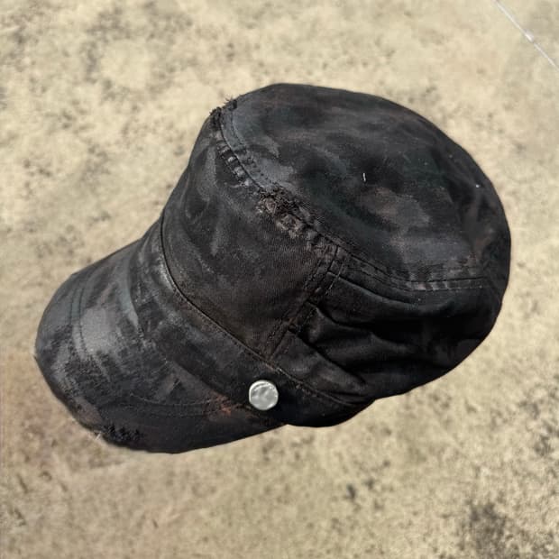 VTG CUSTOM]옆 절개 오일왁스 코팅 디스트레스드 헌팅캡