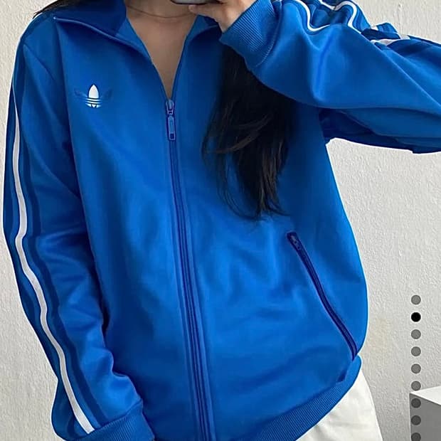 아디다스 파랑 블루 져지 저지 트랙탑 집업 파이어버드 M 95