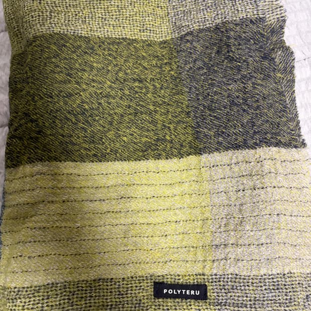 폴리테루 밀링울 머플러 그린체크