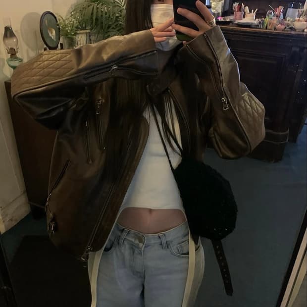 앤더슨밸 22fw 레이싱 레더자켓
