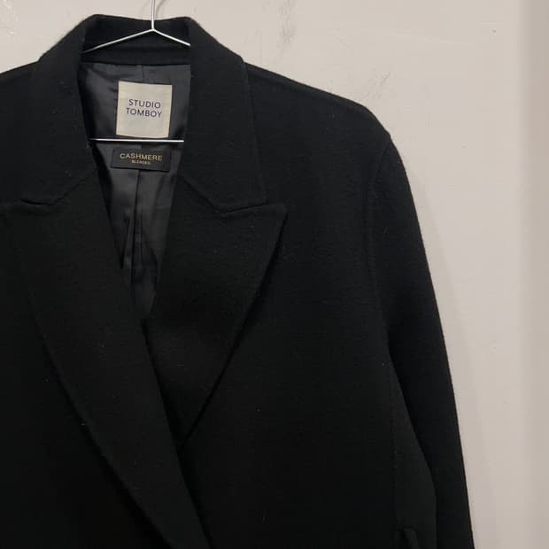 스튜디오 톰보이 케시미어 블랜드 벨티드 롱코트