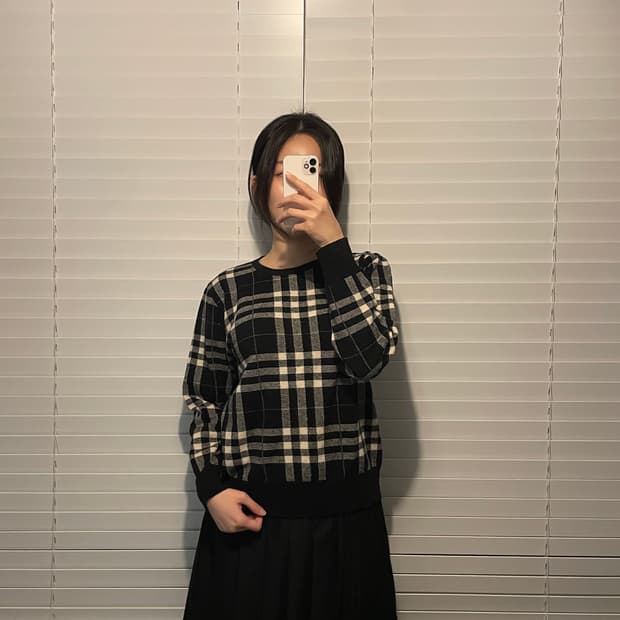 버버리 블랙 노바체크 니트