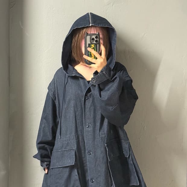 Oversized button-up hood jacket 