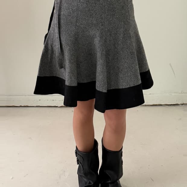 일본빈티지 아그네스베 투톤 플레어 미디스커트