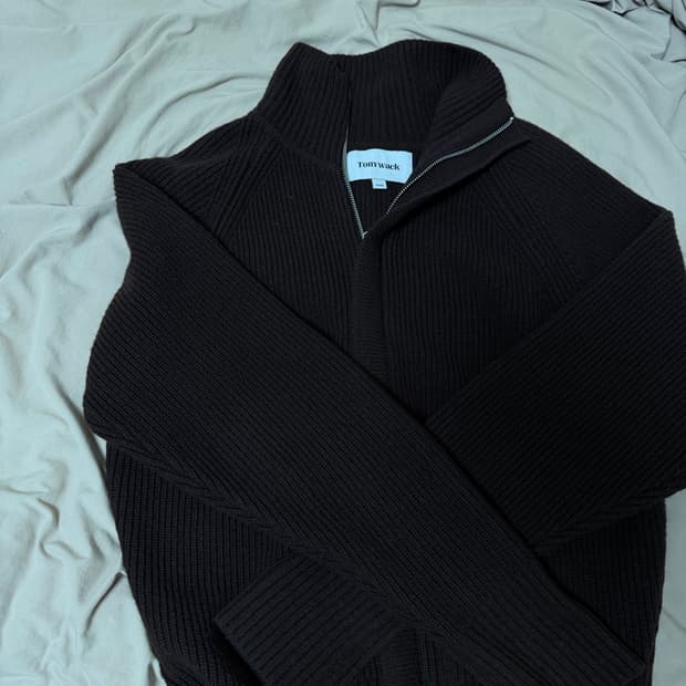 토니웩 메리노 울 니트집업 브라운