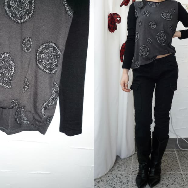 folded hem charcoal long sleeveless