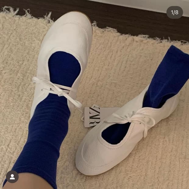 Zara 자라 레이스업 발레리나 플랫슈즈 (38)