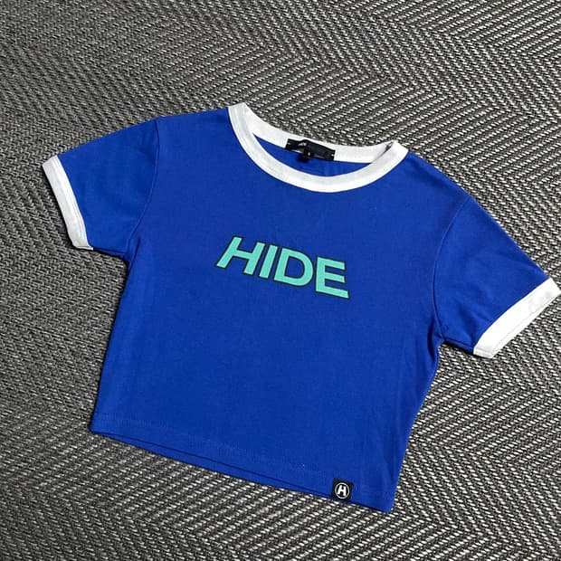 HIDE 우먼스 빅로고 크롭 반팔 티셔츠y 5399