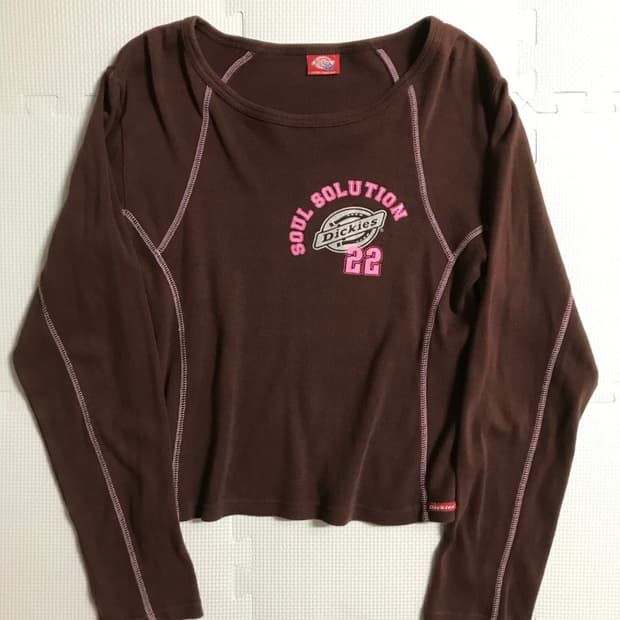 빈티지 디키즈 보트넥 크롭 롱 슬리브리스